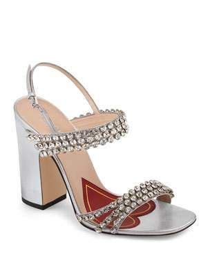 gucci crystal triple band sandal|Gucci bertie crystal strappy sandals.